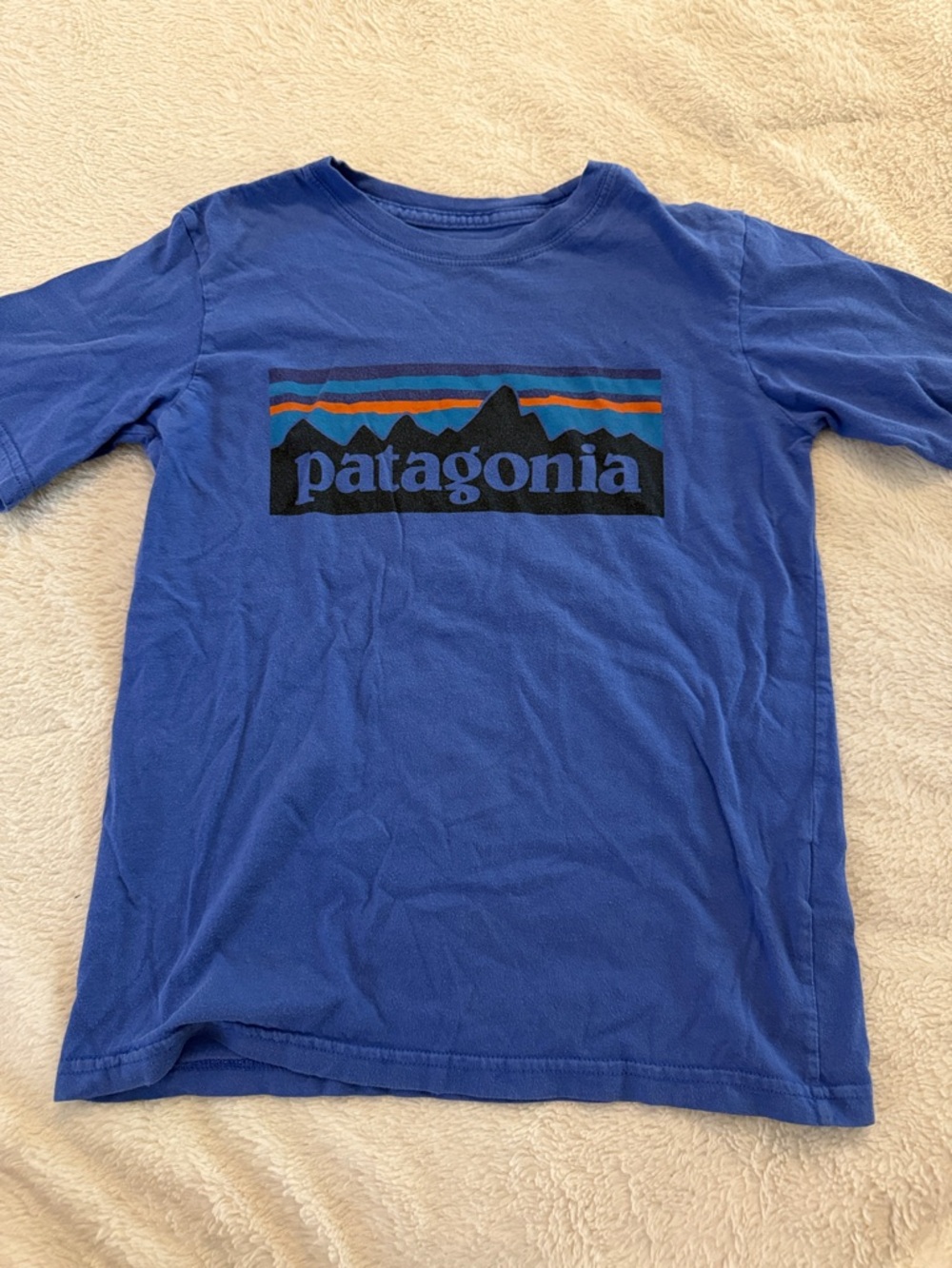 Patagonia Kids Royal Blue SS Logo Tee, size XS (5-6)